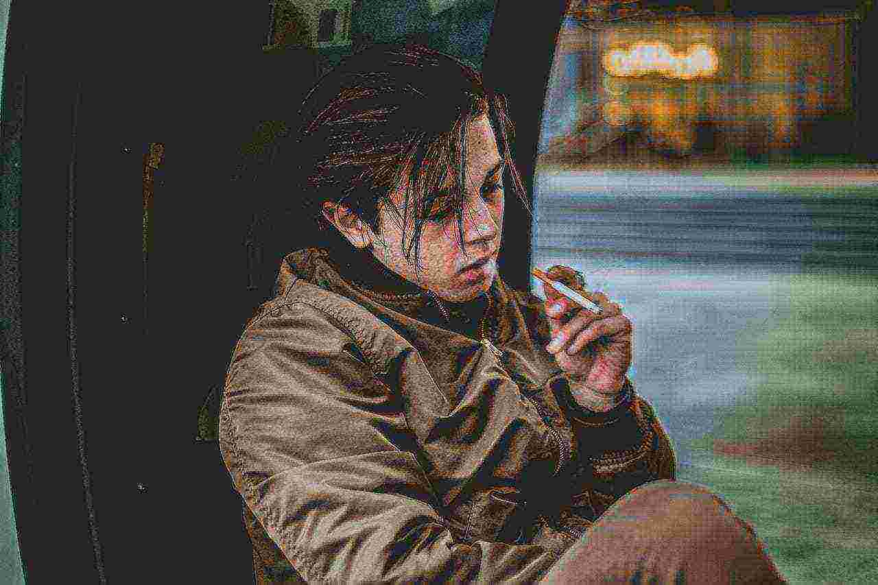 a boy smoking